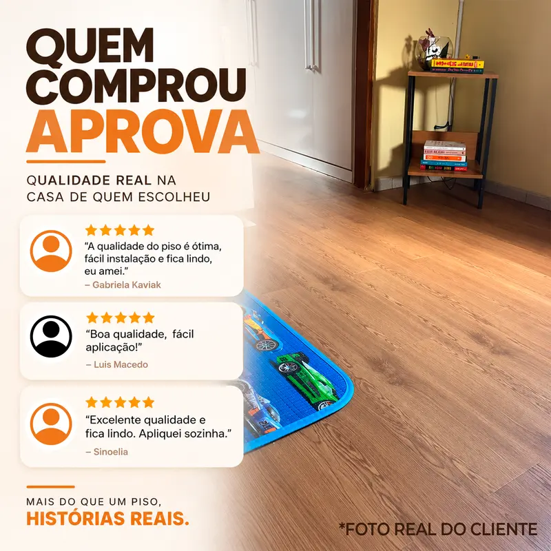 Avaliações de clientes sobre o piso vinílico