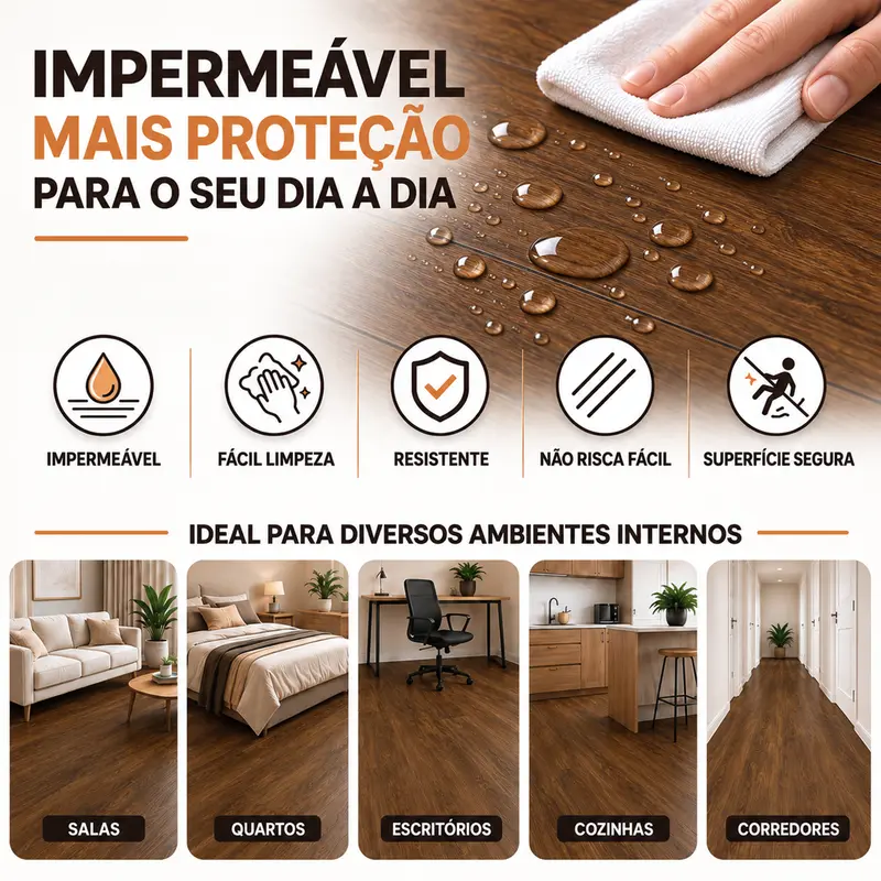 Piso impermeável para diferentes ambientes