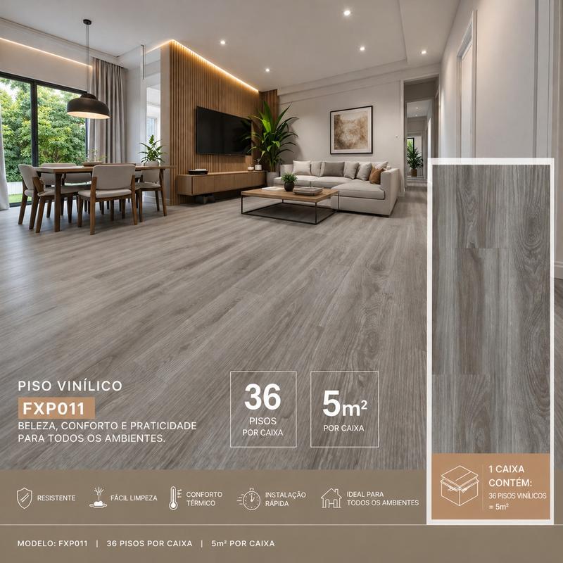 Kit Piso Vinílico Adesivo Madeira — 36 Réguas (5 m²)